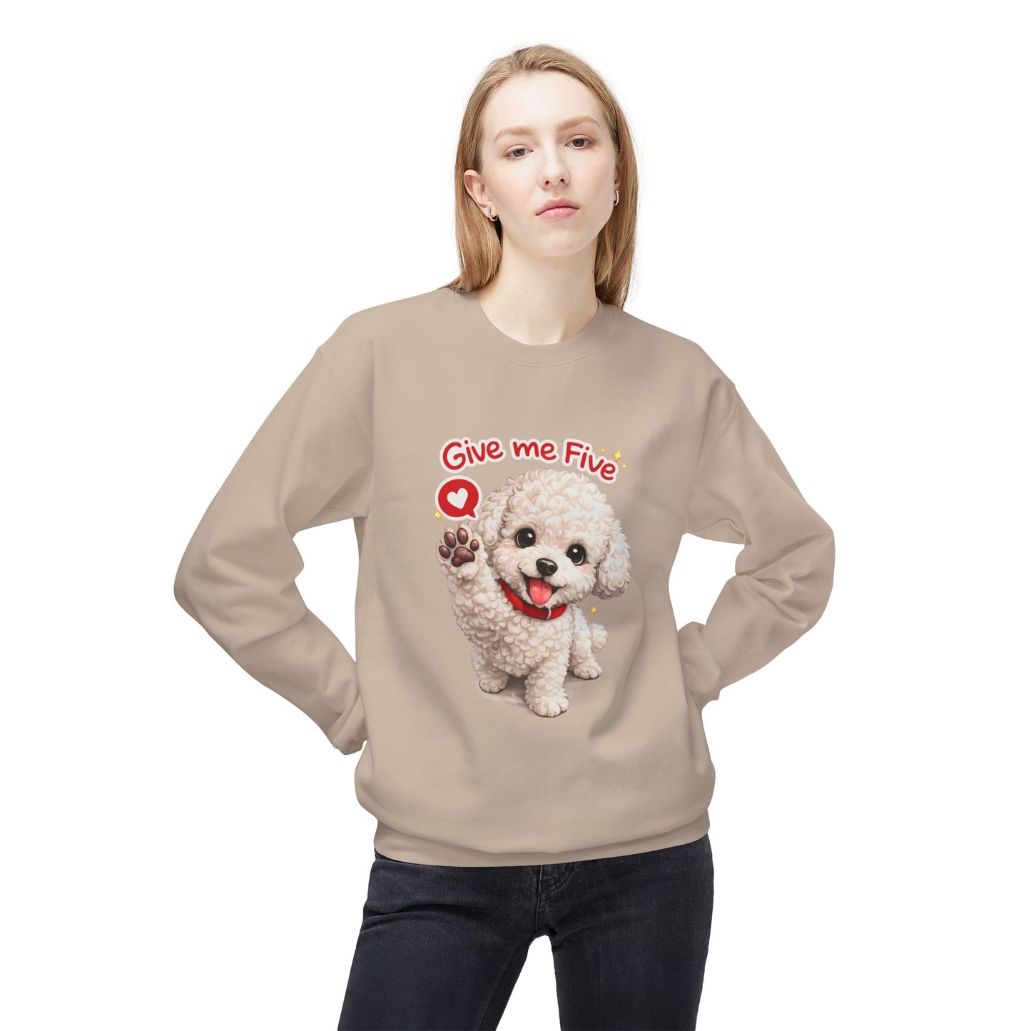 Give Me Five Cute Dog Sweatshirt | Eco-Limited