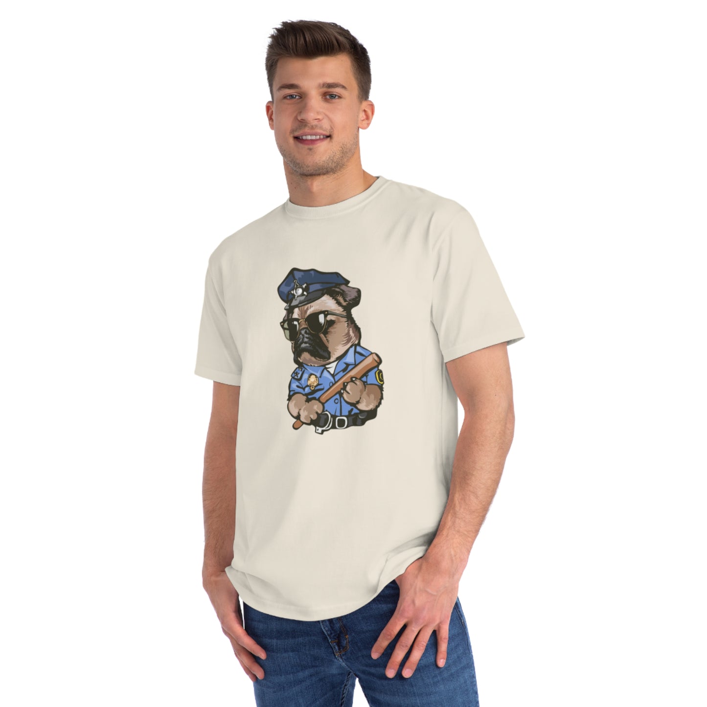 Cute Pug Cop Graphic Organic Tee