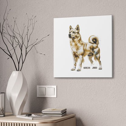 Korean Jindo Dog Illustration Canvas Wall Art | Eco - Limited