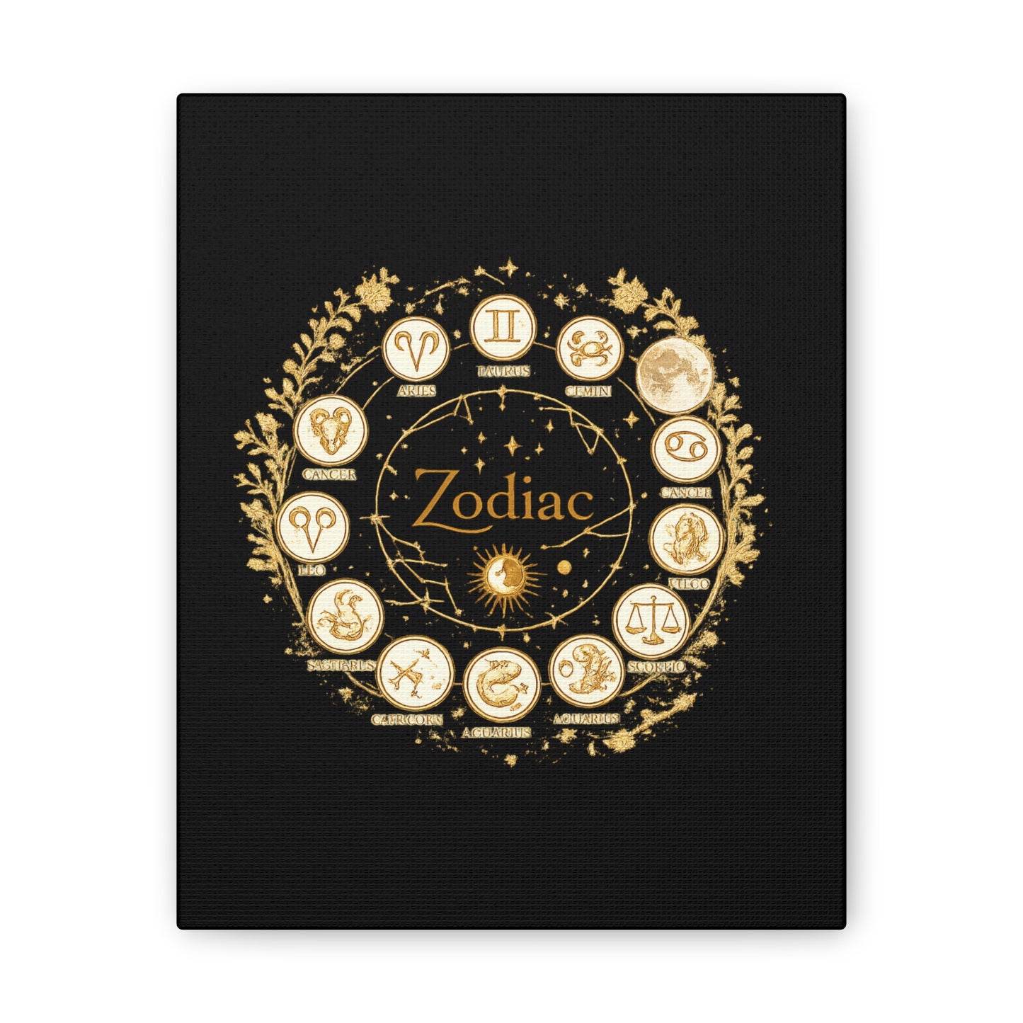 Golden Zodiac Astrology Canvas | Eco-Limited