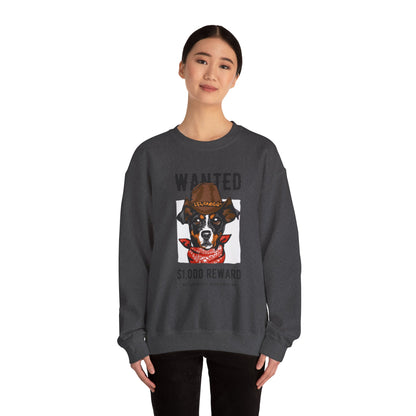Wanted Cowboy Dog Art Sweatshirt | Eco-Limited