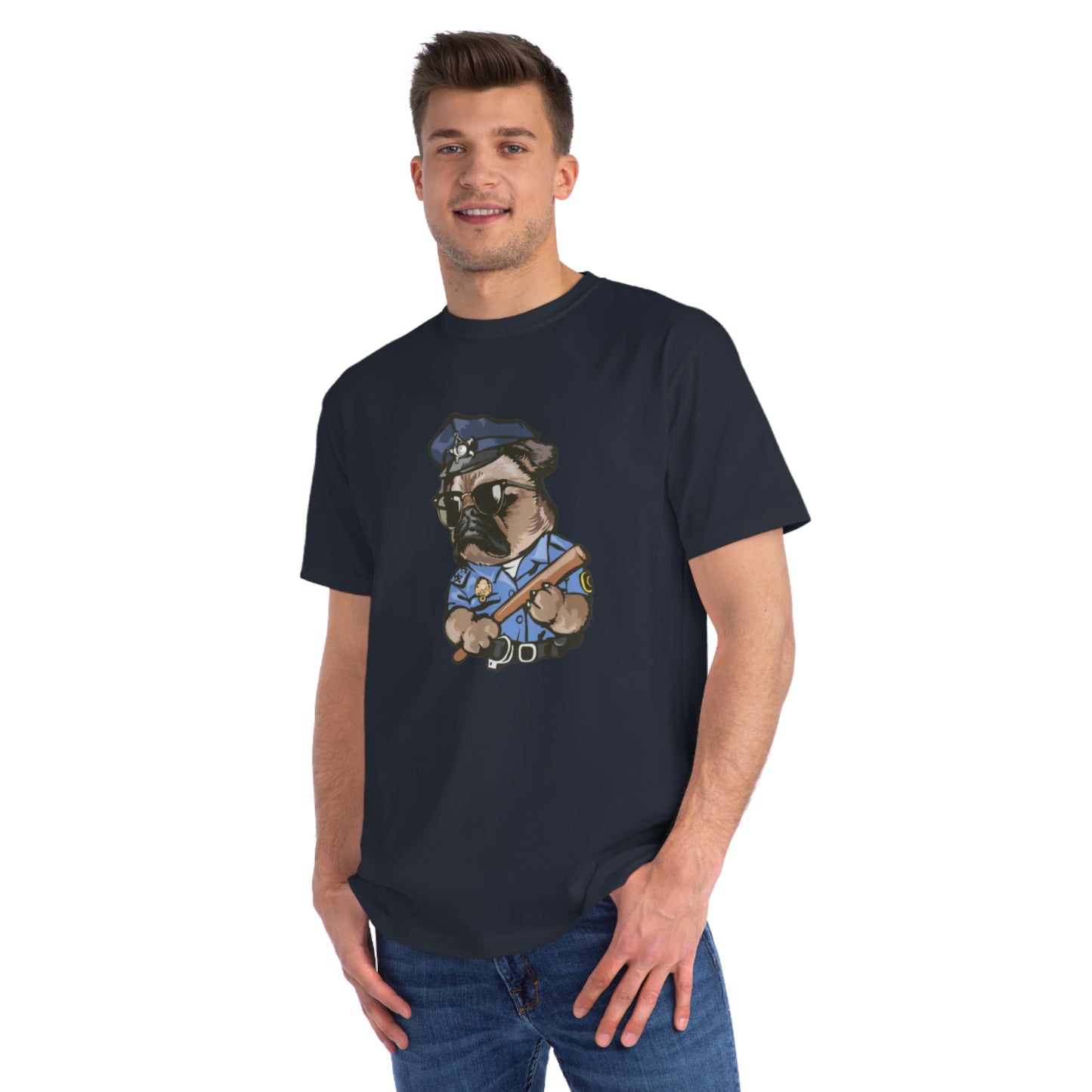 Cute Pug Cop Graphic Organic Tee