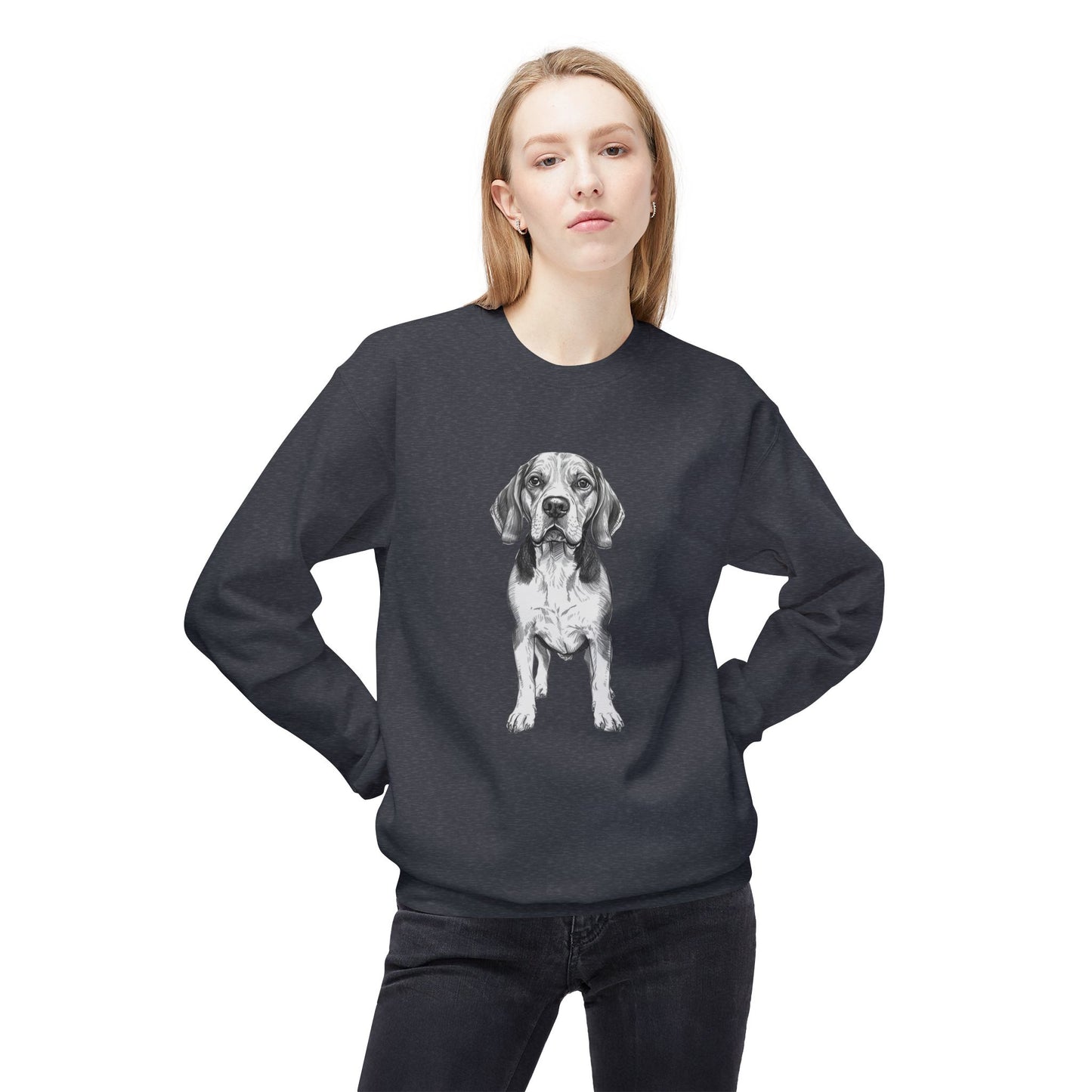 Beagle Sketch Minimal Art Sweatshirt | Eco-Limited