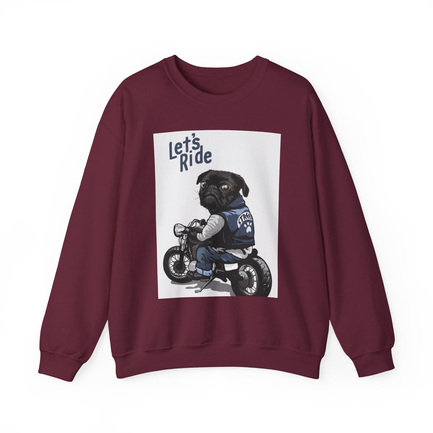 Let’s Ride Biker Pug Graphic Sweatshirt | Eco-Limited