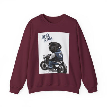 Let’s Ride Biker Pug Graphic Sweatshirt | Eco-Limited