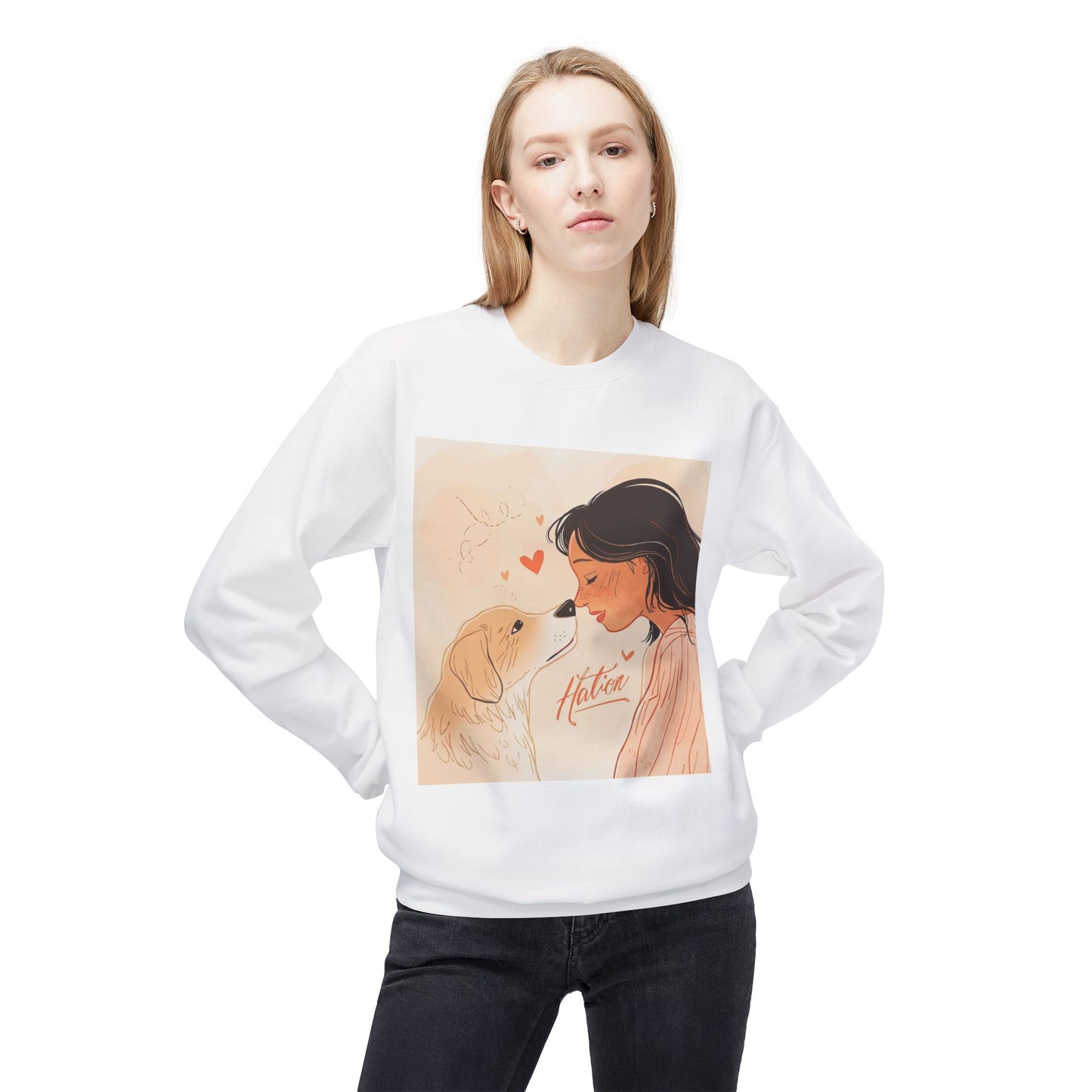 Heartfelt Dog Love Illustration Crewneck | Eco-Friendly - Limited
