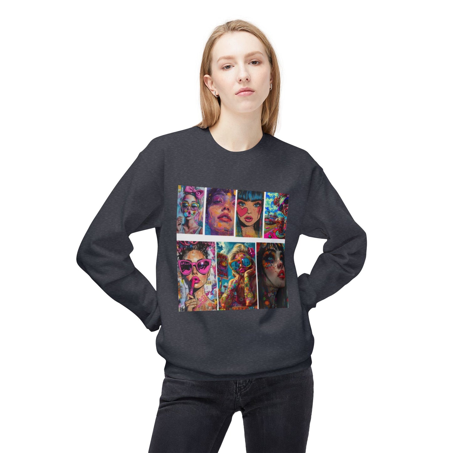 Pop Art Portrait Collage Graphic Sweatshirt