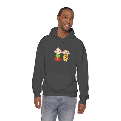 Festive Couple Cartoon Hoodie – Colorful Celebration Style