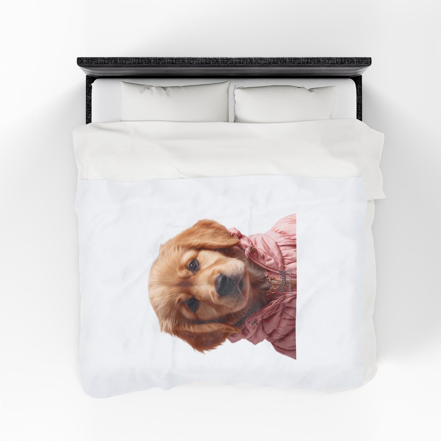 Cute Golden Retriever Puppy Plush Blanket