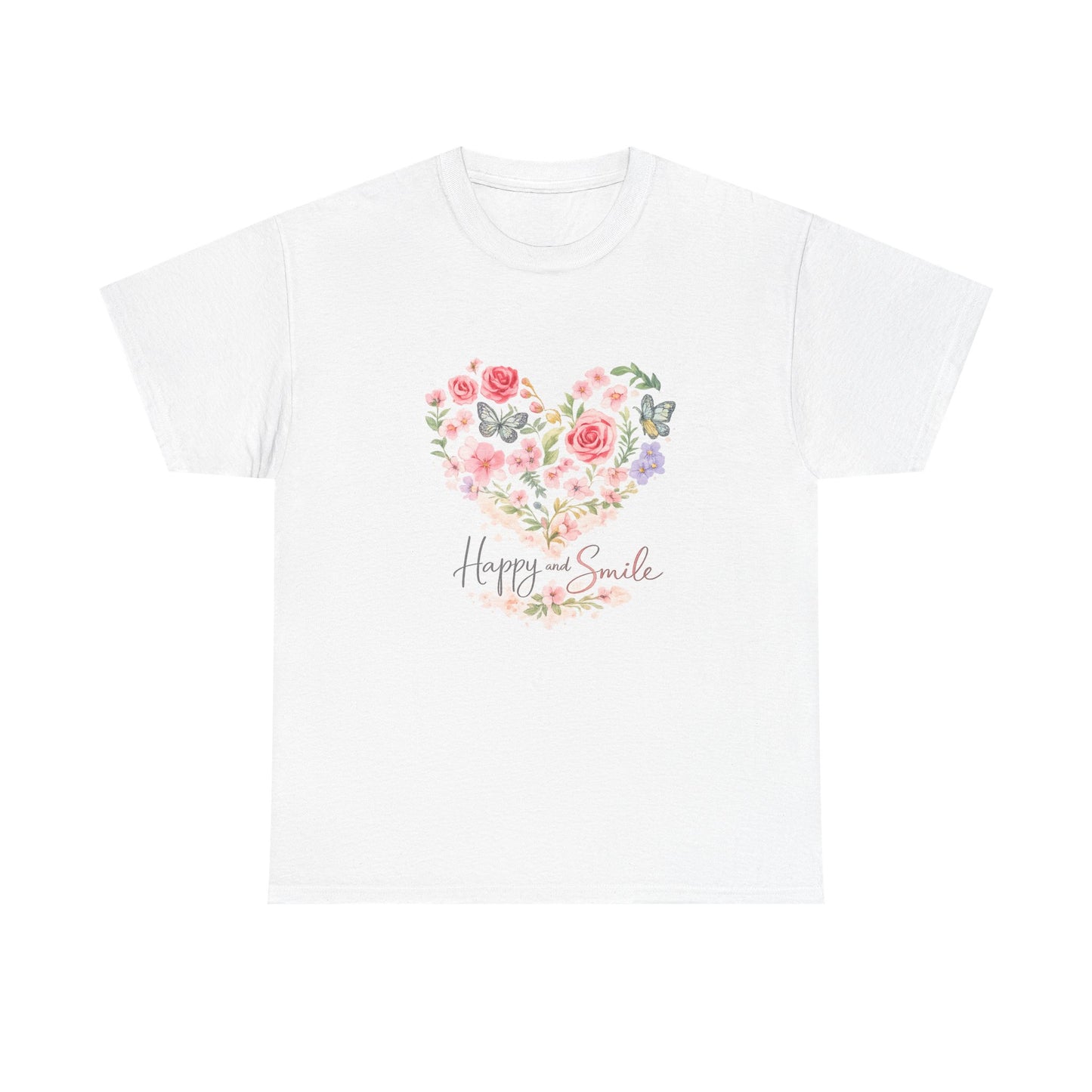 Happy Smile Floral Heart T-Shirt | Eco-Limited