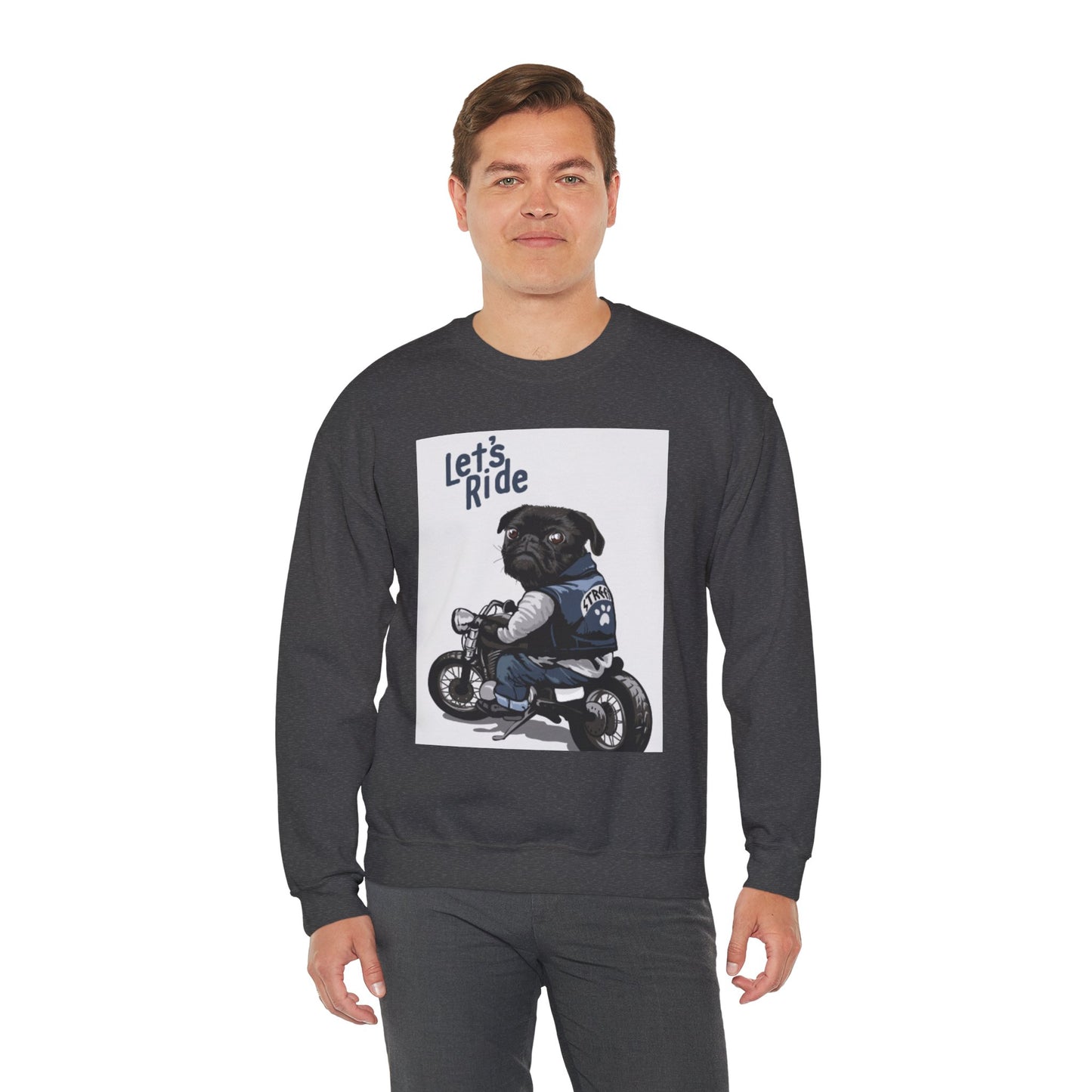 Let’s Ride Biker Pug Graphic Sweatshirt | Eco-Limited