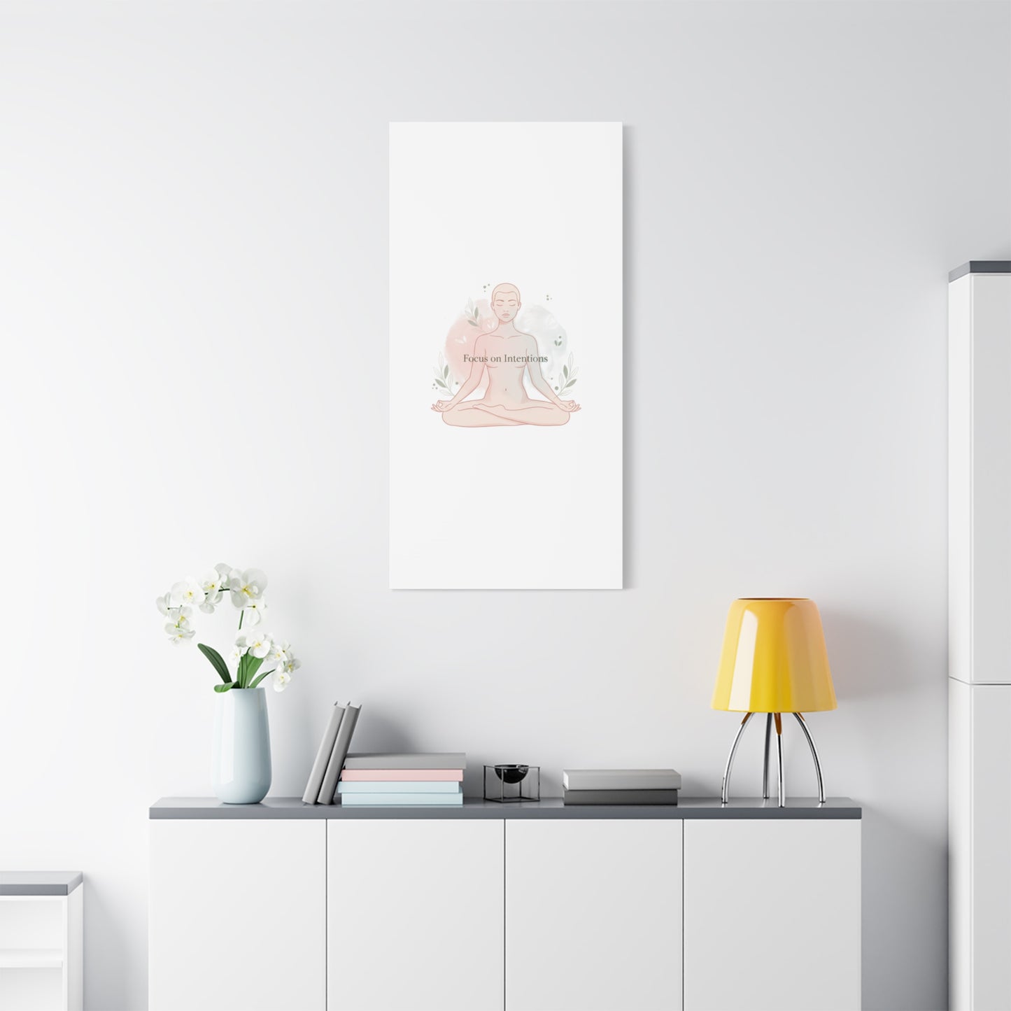 Focus on Intentions Canvas | Gentle Wellness Wall Art, Pastel Gradient Meditation Print
