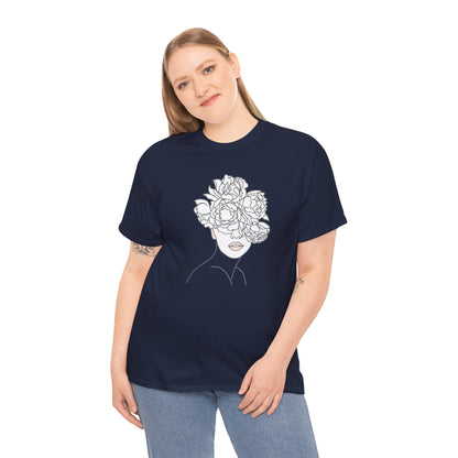 Floral Line Portrait T-Shirt | Eco-Limited