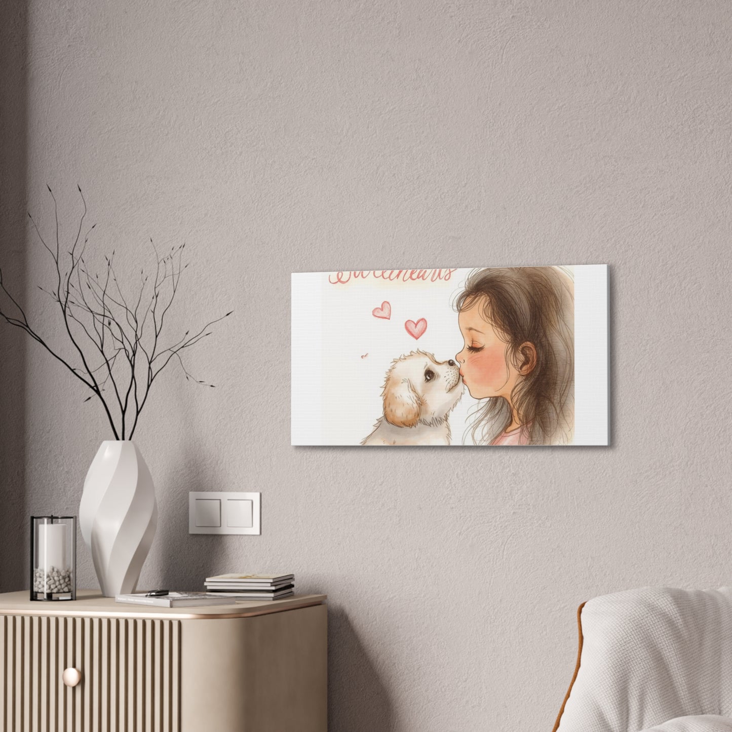Sweethearts – Child &amp; Puppy Love Canvas | Eco-Limited