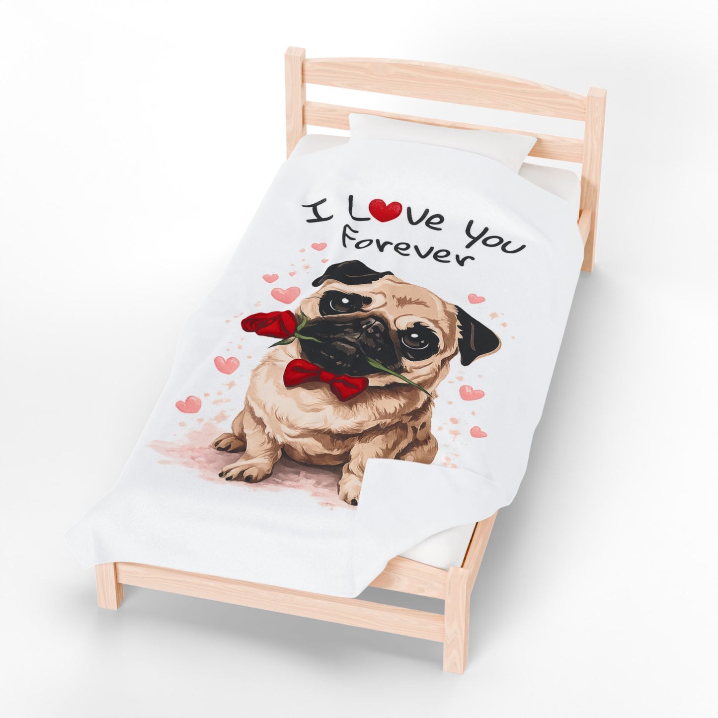 I Love You Forever Pug Blanket | Eco-Limited