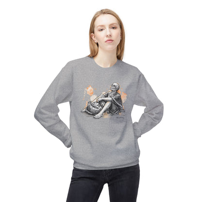 Skeleton Contemplation Sketch Sweatshirt | Eco-Limited