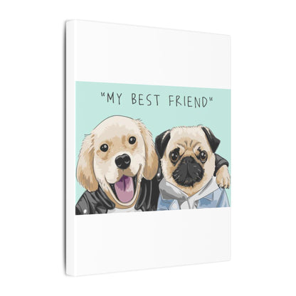 Cute Pug & Puppy Matte Stretched Print