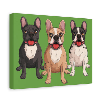 French Bulldog Trio Canvas Wall Art|Eco-Friendly - Limited