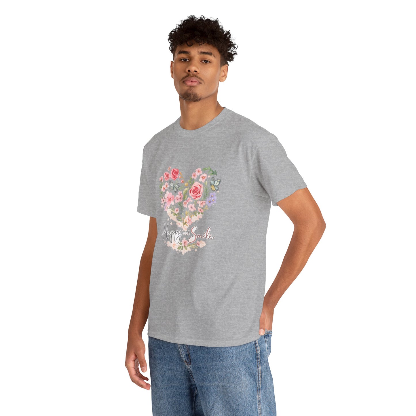 Happy Smile Floral Heart T-Shirt | Eco-Limited
