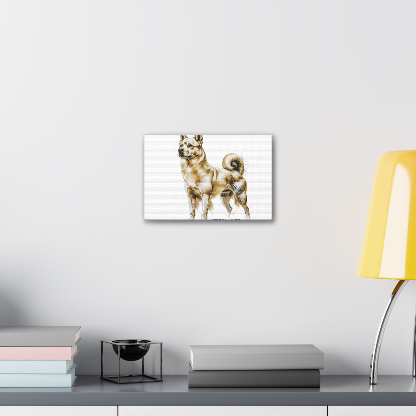 Korean Jindo Dog Illustration Canvas Wall Art | Eco - Limited