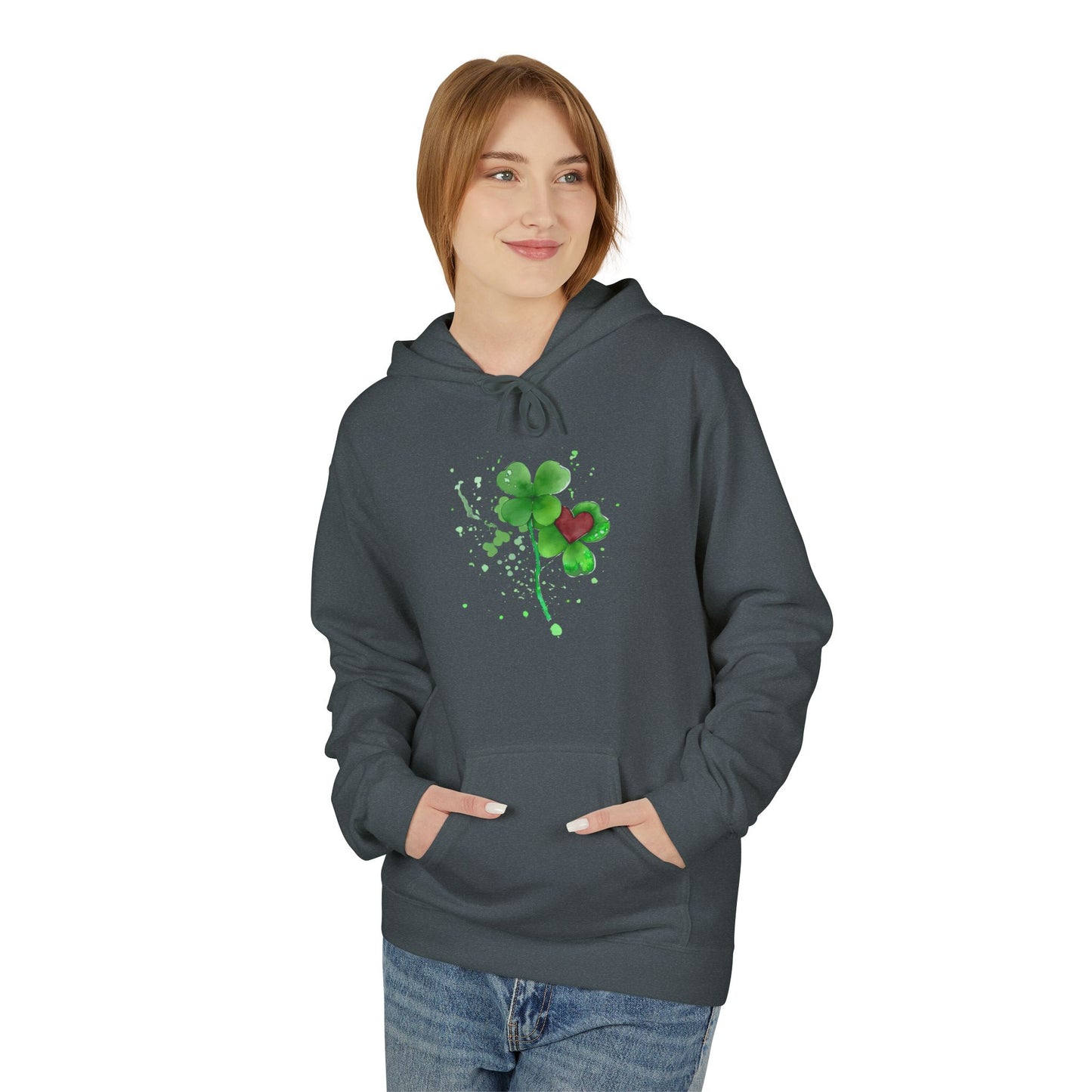 Lucky Heart Clover Watercolor Hoodie | Eco-Limited