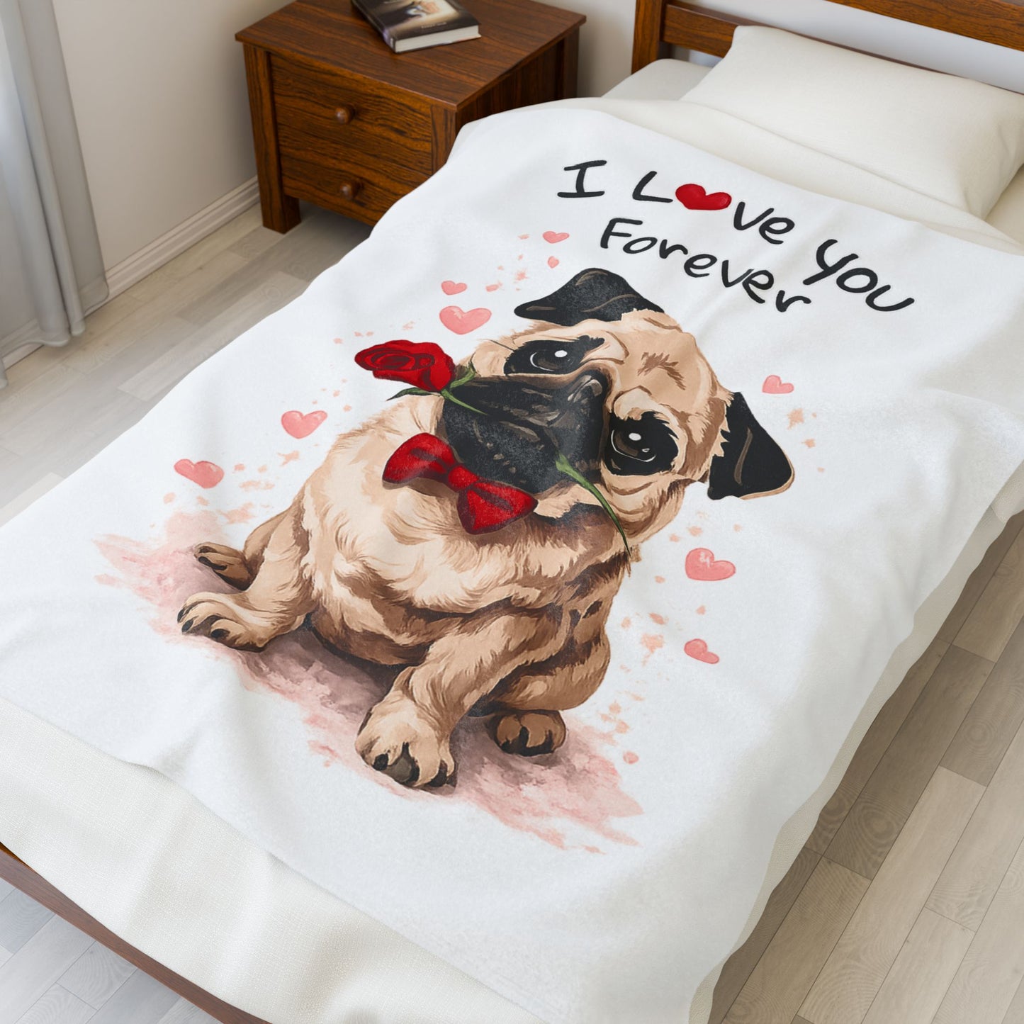 I Love You Forever Pug Blanket | Eco-Limited