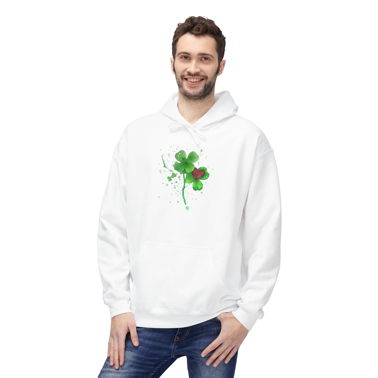 Lucky Heart Clover Watercolor Hoodie | Eco-Limited