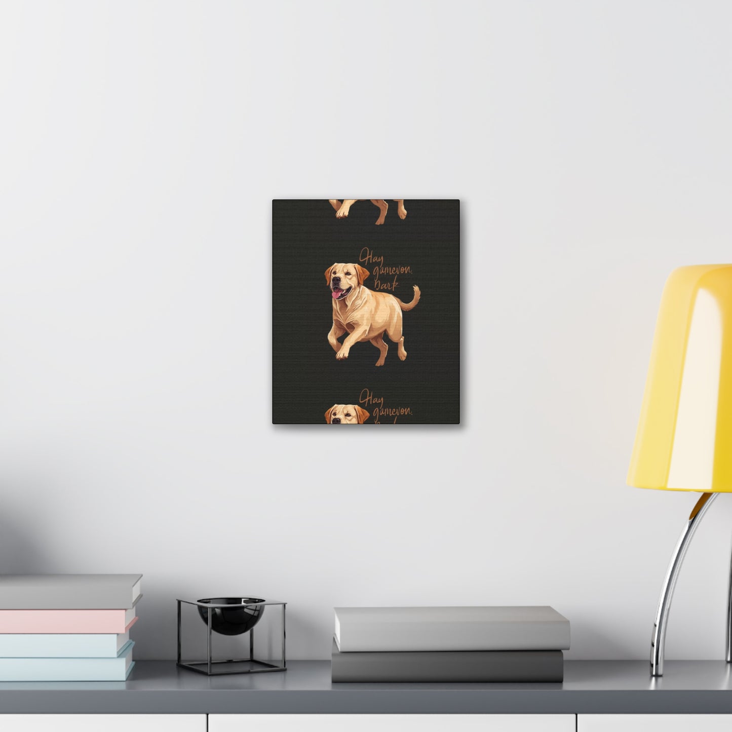 Happy Gamelon Bark Dog Canvas Wall Art | Eco-Limited