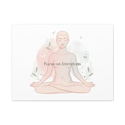Focus on Intentions Canvas | Gentle Wellness Wall Art, Pastel Gradient Meditation Print