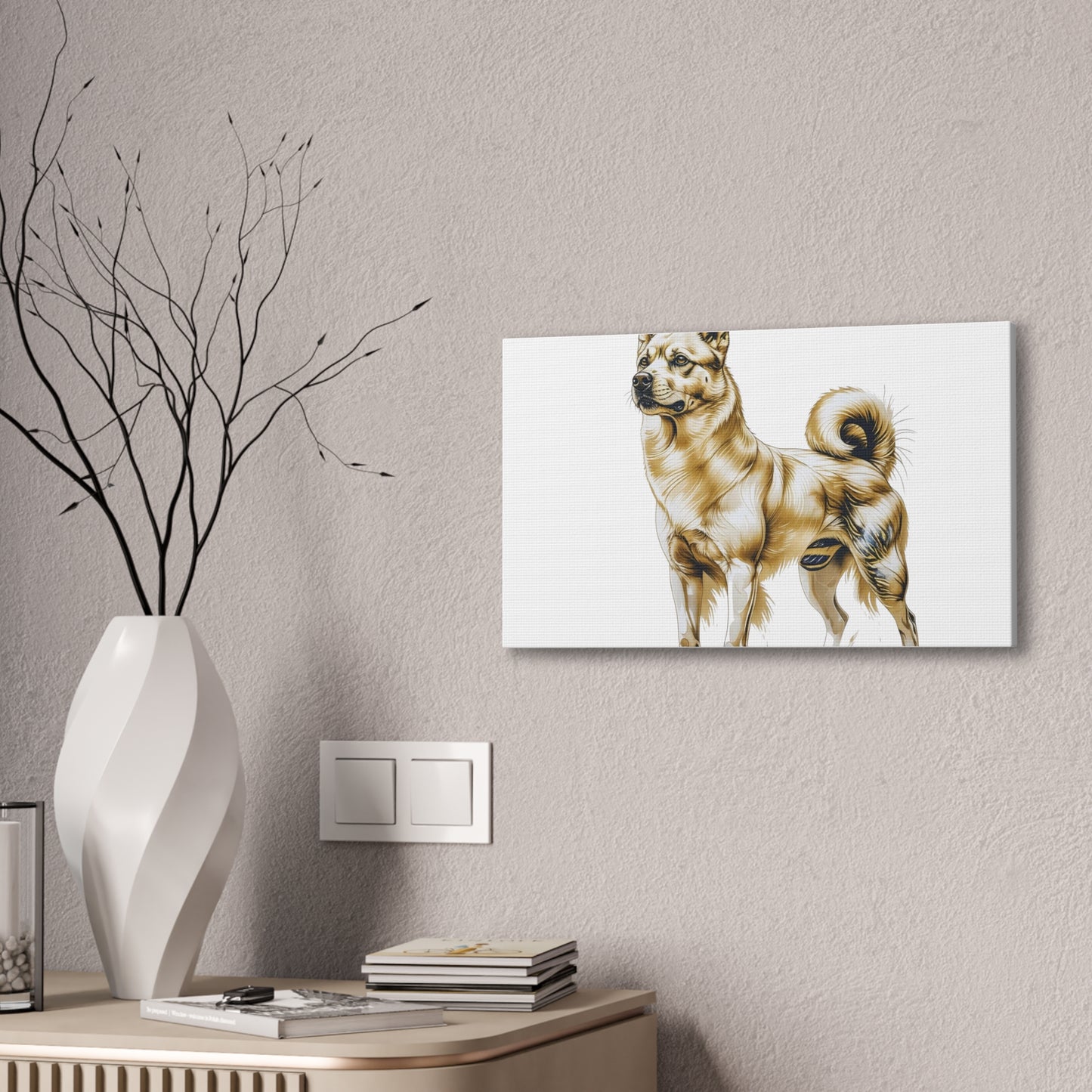 Korean Jindo Dog Illustration Canvas Wall Art | Eco - Limited