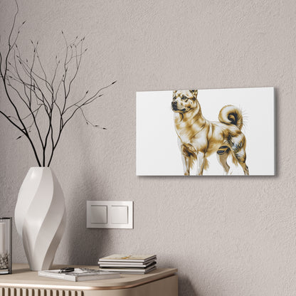 Korean Jindo Dog Illustration Canvas Wall Art | Eco - Limited