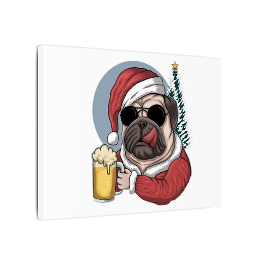 Eco-Organic Santa Pug with Beer Holiday Wall Art