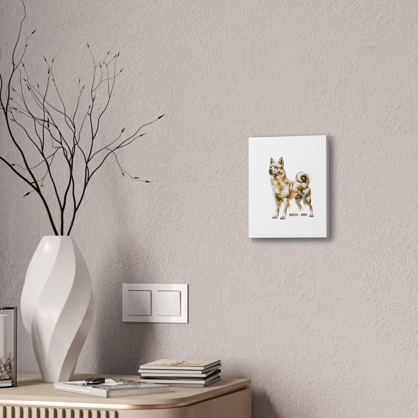 Korean Jindo Dog Illustration Canvas Wall Art | Eco - Limited