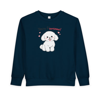 'You're Pawsome!' Cute White Puppy Kids Pullover
