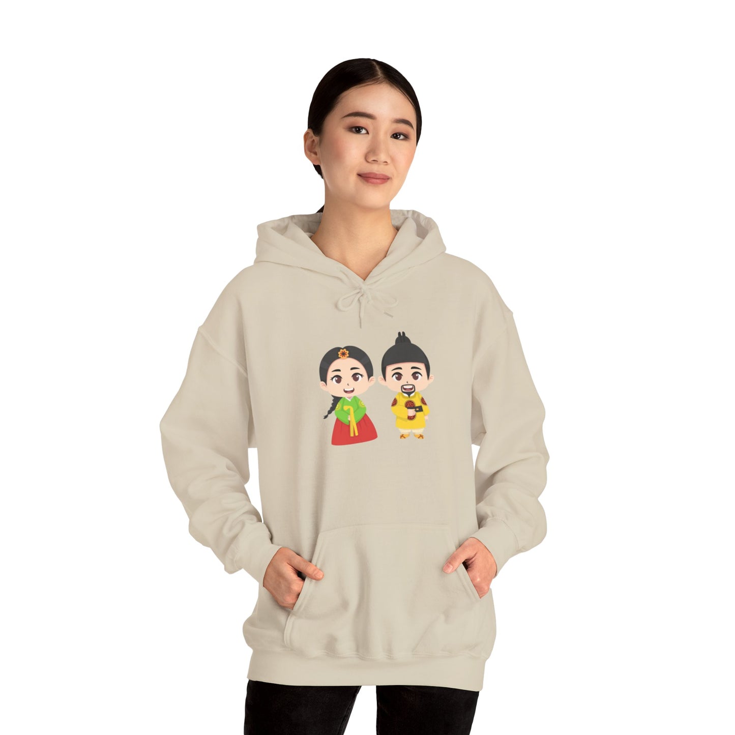 Festive Couple Cartoon Hoodie – Colorful Celebration Style