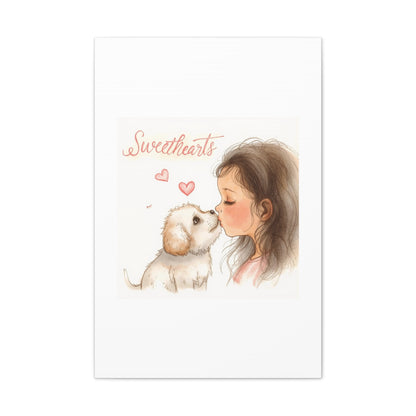 Sweethearts – Child &amp; Puppy Love Canvas | Eco-Limited