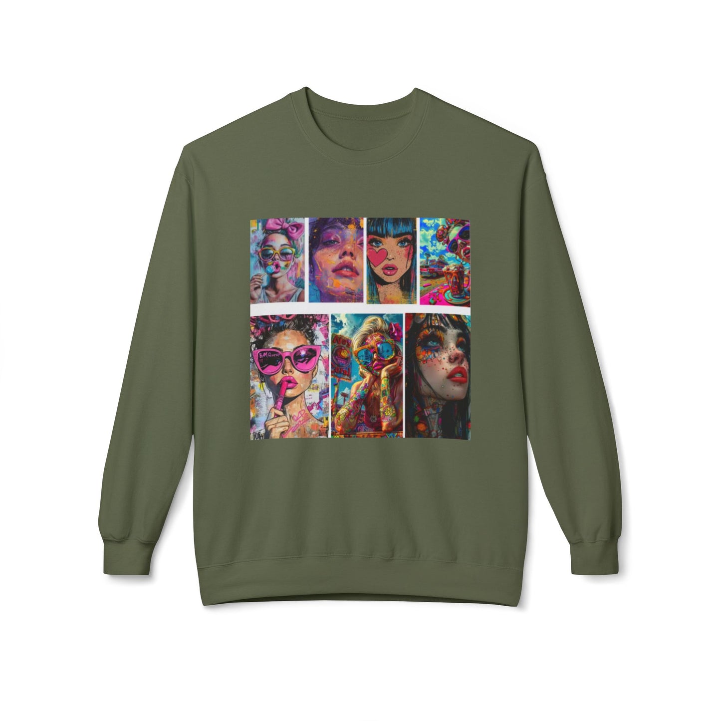 Pop Art Portrait Collage Graphic Sweatshirt