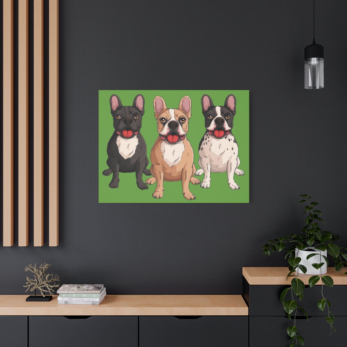 French Bulldog Trio Canvas Wall Art|Eco-Friendly - Limited