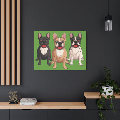 French Bulldog Trio Canvas Wall Art|Eco-Friendly - Limited
