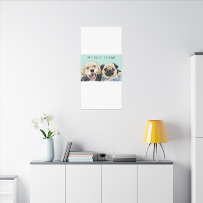 Cute Pug & Puppy Matte Stretched Print