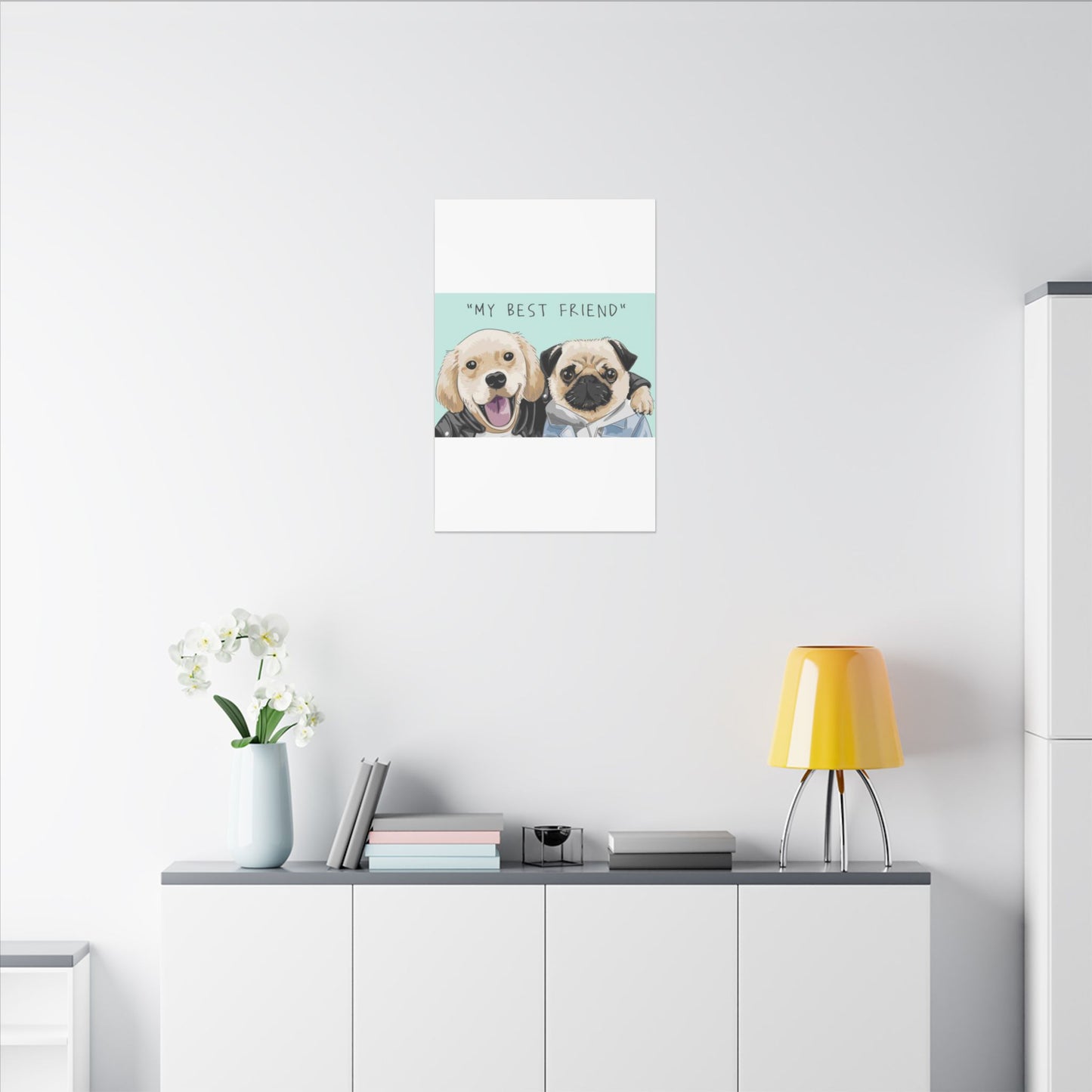 Cute Pug & Puppy Matte Stretched Print