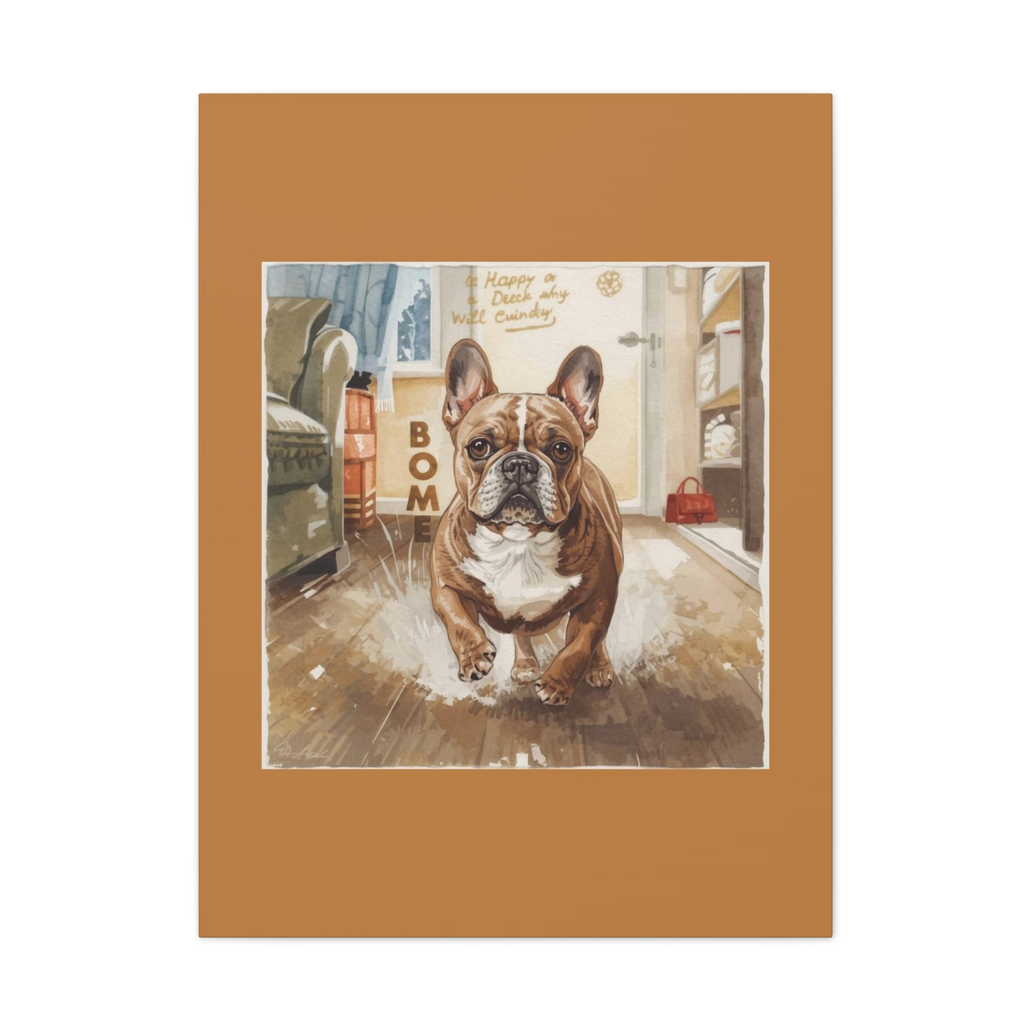 Happy Home Bulldog Canvas Art | Eco-Limited