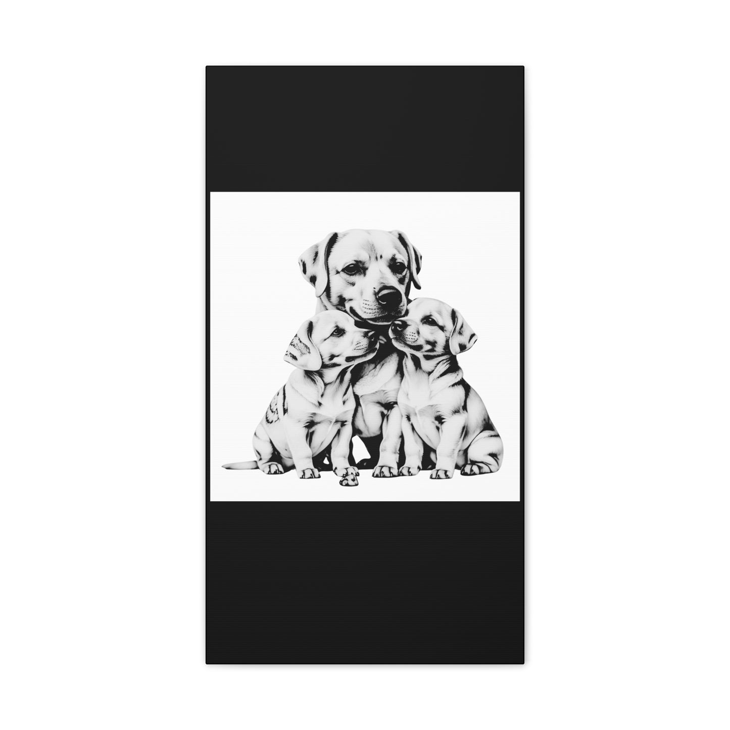 Mother and Puppies Black and White Canvas Wall Art | Eco Limited