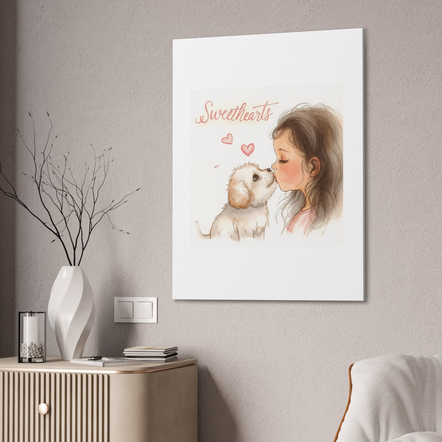 Sweethearts – Child &amp; Puppy Love Canvas | Eco-Limited