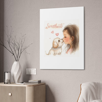 Sweethearts – Child &amp; Puppy Love Canvas | Eco-Limited