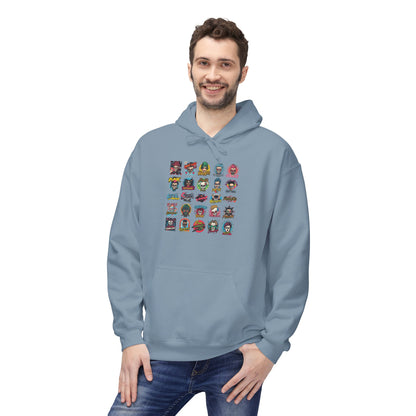 Retro Pop Culture Character Grid Hoodie|Eco-Friendly - Limited