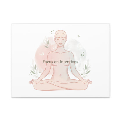 Focus on Intentions Canvas | Gentle Wellness Wall Art, Pastel Gradient Meditation Print