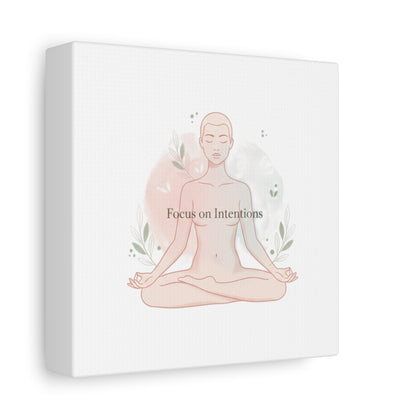 Focus on Intentions Canvas | Gentle Wellness Wall Art, Pastel Gradient Meditation Print