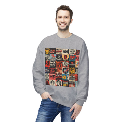 Vintage Rock Poster Collage Sweatshirt | Eco-Limited