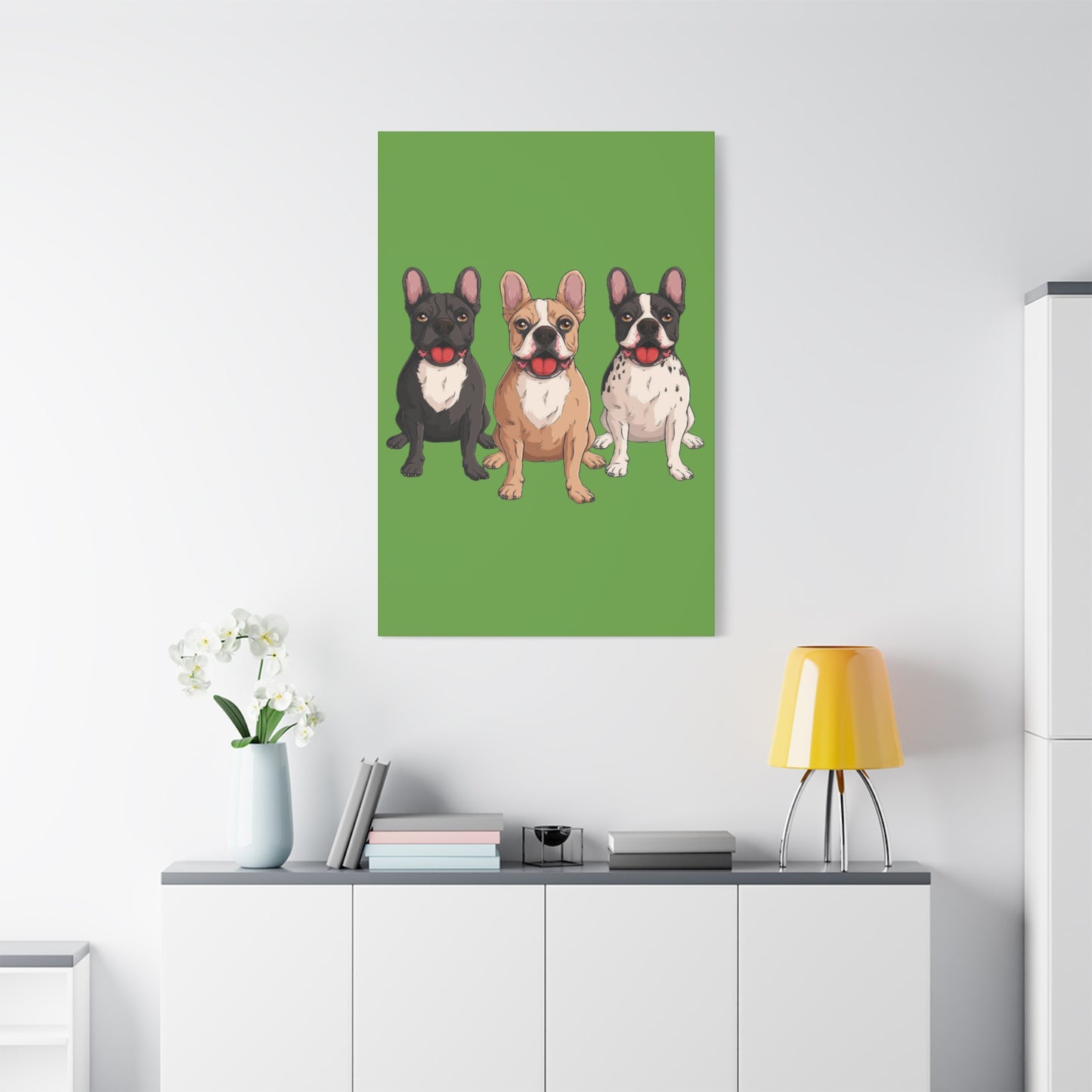 French Bulldog Trio Canvas Wall Art|Eco-Friendly - Limited